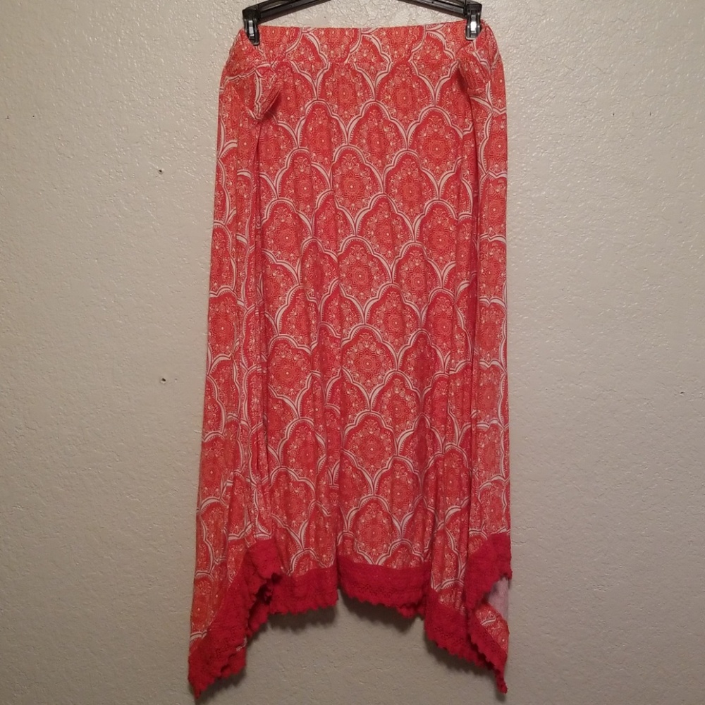 Cato Orange White Skirt Lace Hem Asymmetrical 26